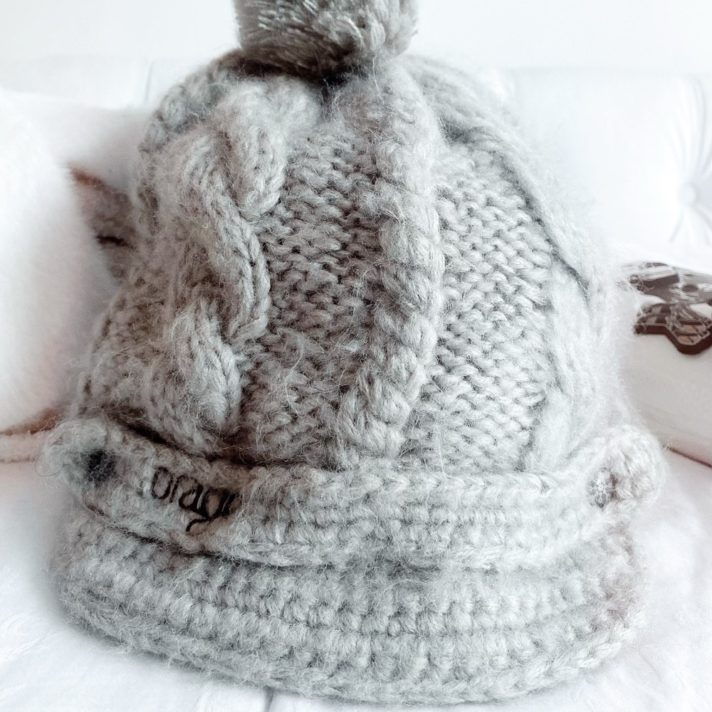 Orage Light Gray kids Cable Knit Pom Beanie Hat